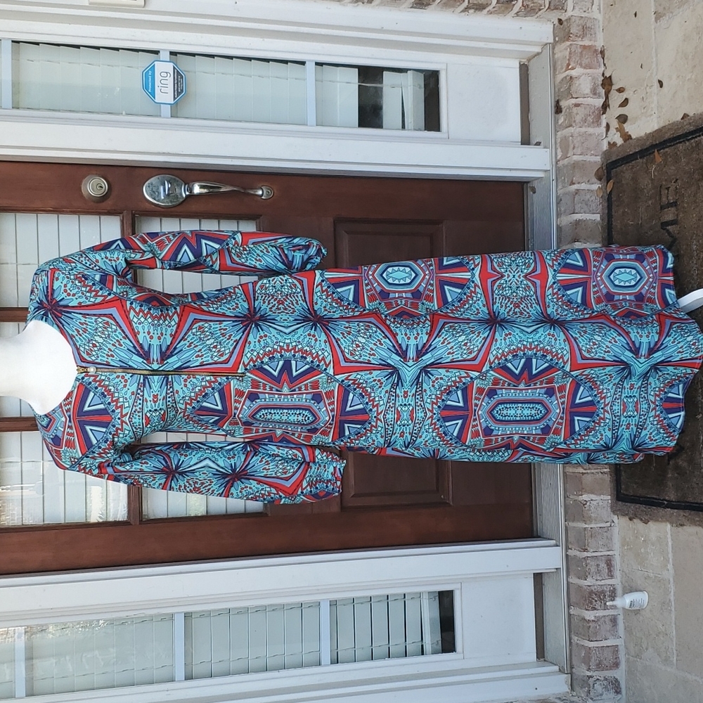 MUAZ Ethnic Print Modest Maxi Long Sleeve Dress
